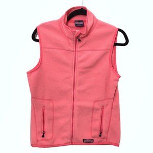 Vineyard Vines Solid Pink Full Zip Sleeveless Fleece Vest S